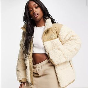 North Face Nuptse sherpa jacket in beige
